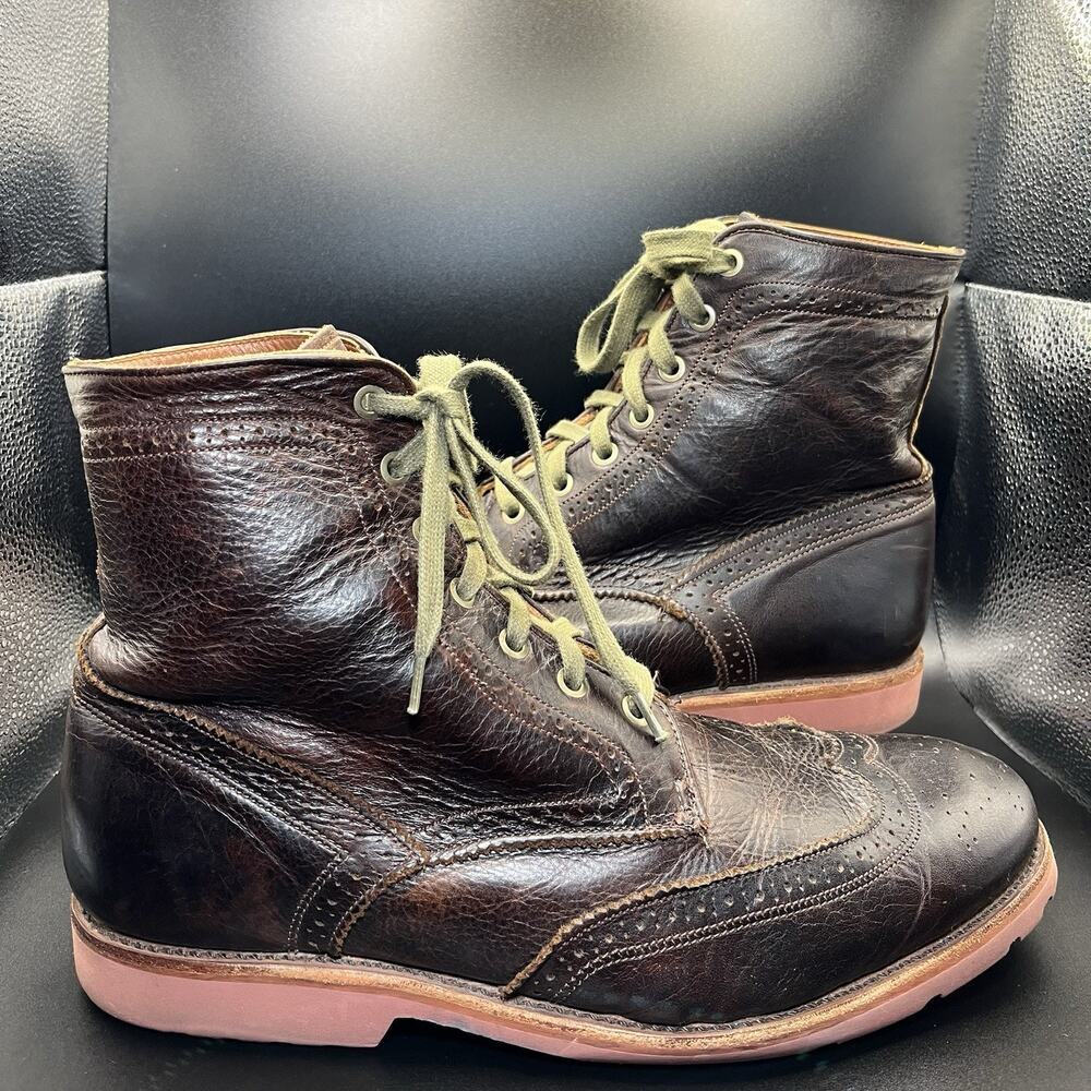 Walk-Over Brown Leather Wingtip Boots USA Vibram Sole Lace Up Heritage Mens 10.5